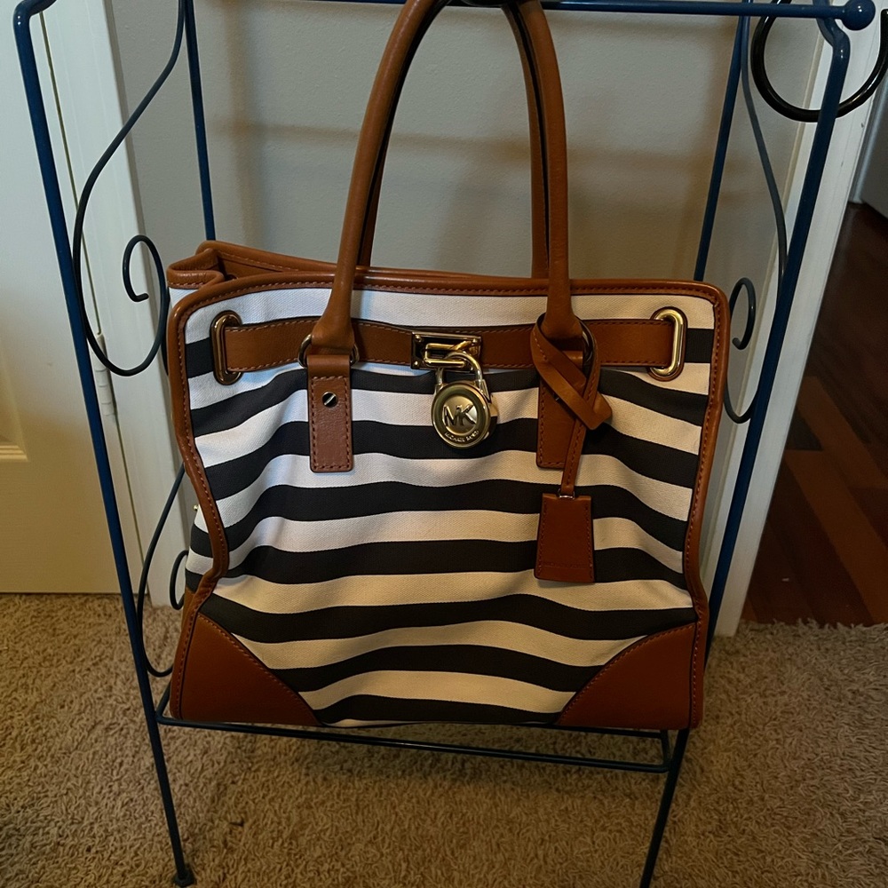 Michael Kors Satchel/crossbody (navy & white striped)